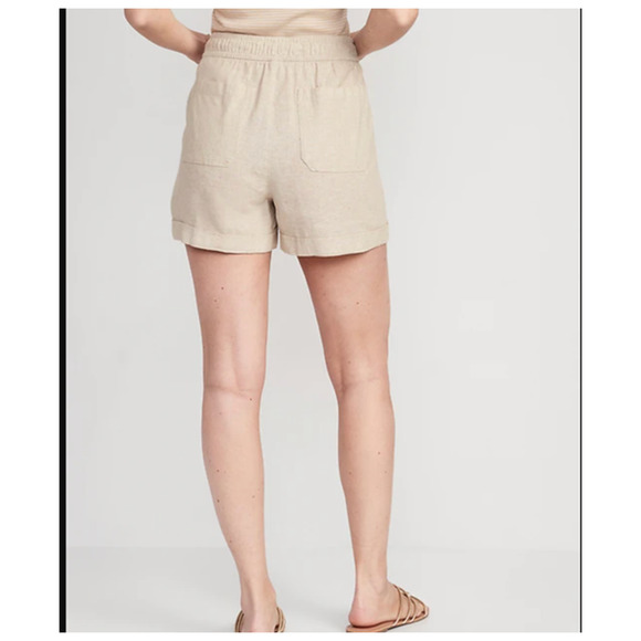 Old Navy High-Waisted Linen-Blend Utility Shorts Plus Size 4X Tan Lightweight - Picture 5 of 11